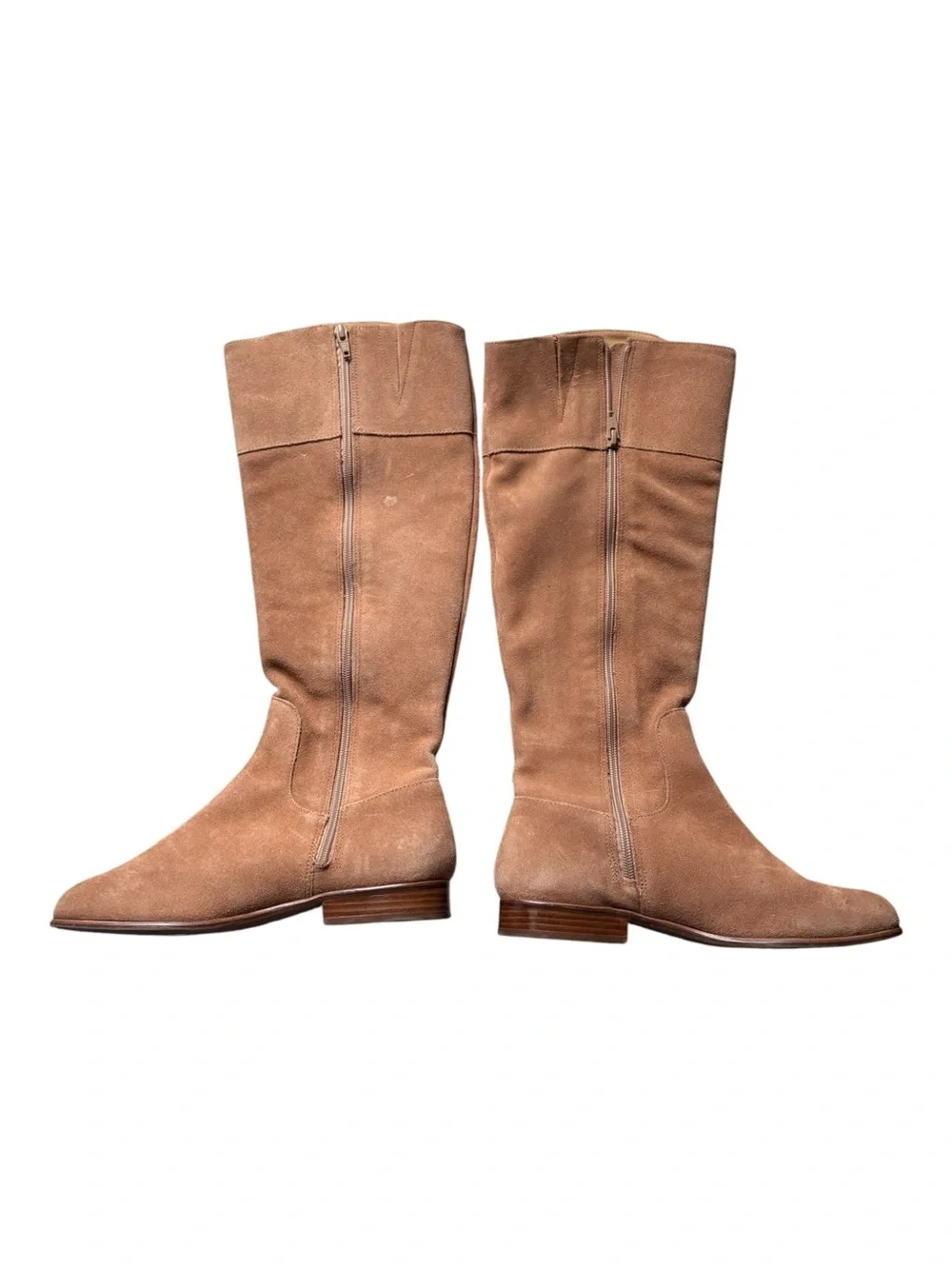Jack Rogers Tara Suede Riding Boots Signature Stitching Tan | Women's 8